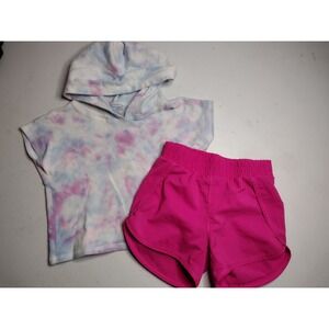 Garanimals Tie Dye Hoodie and All in Motion Pink Shorts Set Kids 5t